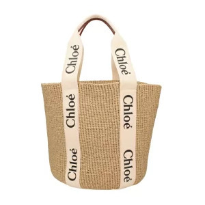 Chloe Woody Basket Tote Bag Beige White